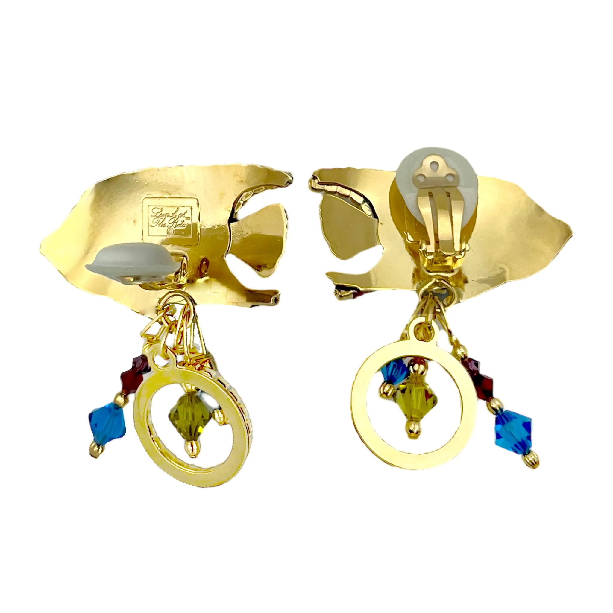 Lunch at The Ritz 22k Gold St Barts Caribbean Inspired Queen Angel Fish Earrings