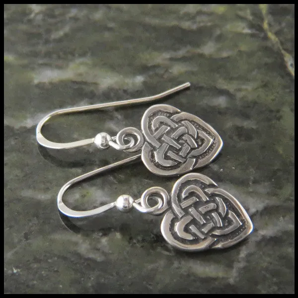 Maggie's Heart Knot Drop or Post Earrings in Silver