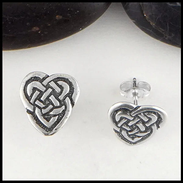 Maggie's Heart Knot Drop or Post Earrings in Silver