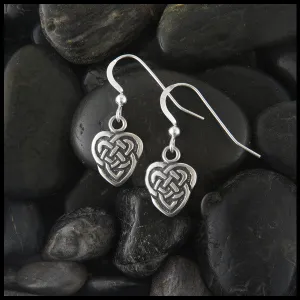 Maggie's Heart Knot Drop or Post Earrings in Silver