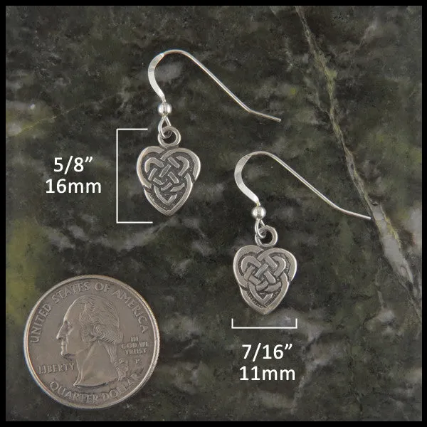 Maggie's Heart Knot Drop or Post Earrings in Silver