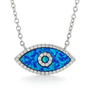 Marquise Blue Opal Evil Eye Necklace