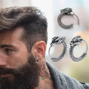 Mens Dragon Hoop Earrings