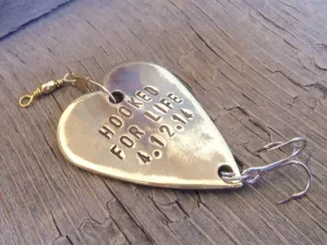 Mens Valentine for Husband Gift for Him Hooked for Life Fishing Lure Sports Personalized Husband Wife Boyfriend Girlfriend Wedding Groom Man