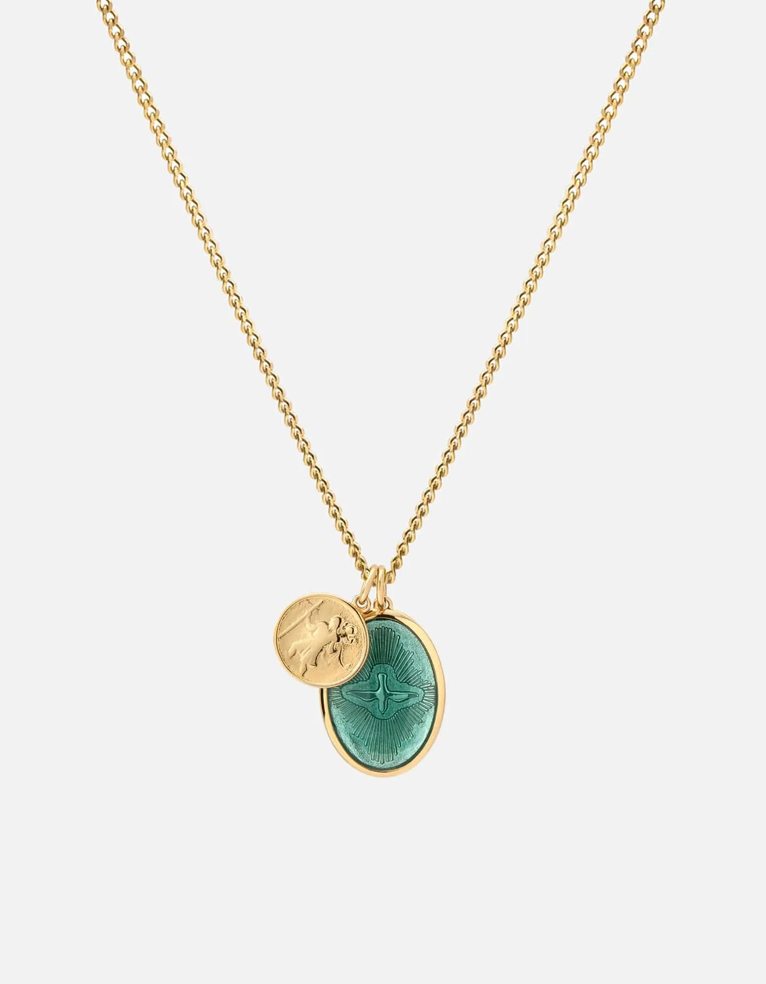 Mini Dove Necklace, 14k Gold/Teal