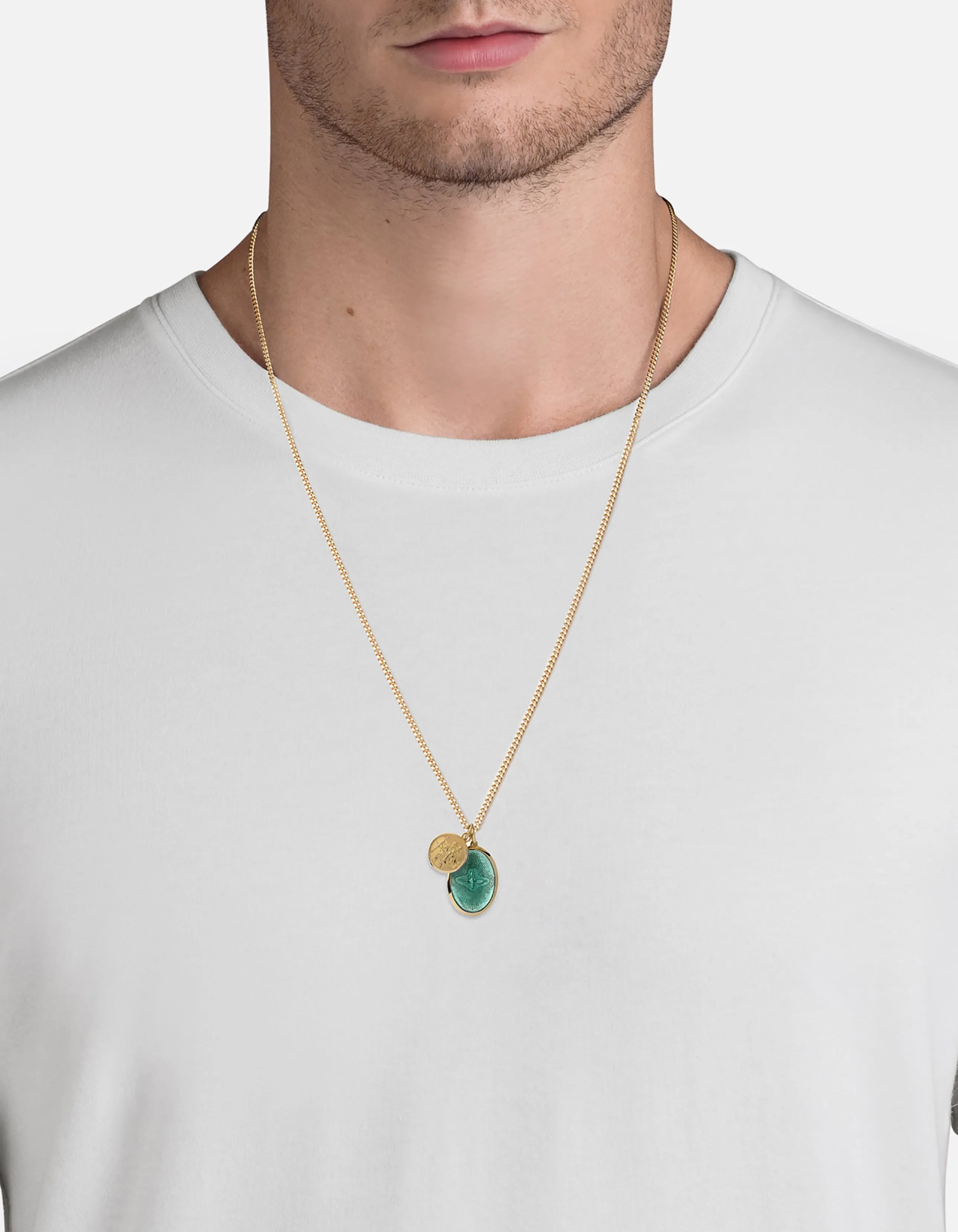 Mini Dove Necklace, 14k Gold/Teal