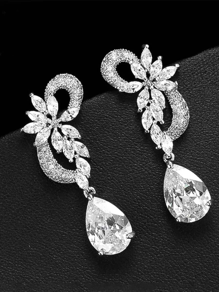 Missord Pear Cut Cubic Zirconia Drop Earrings MSE101059