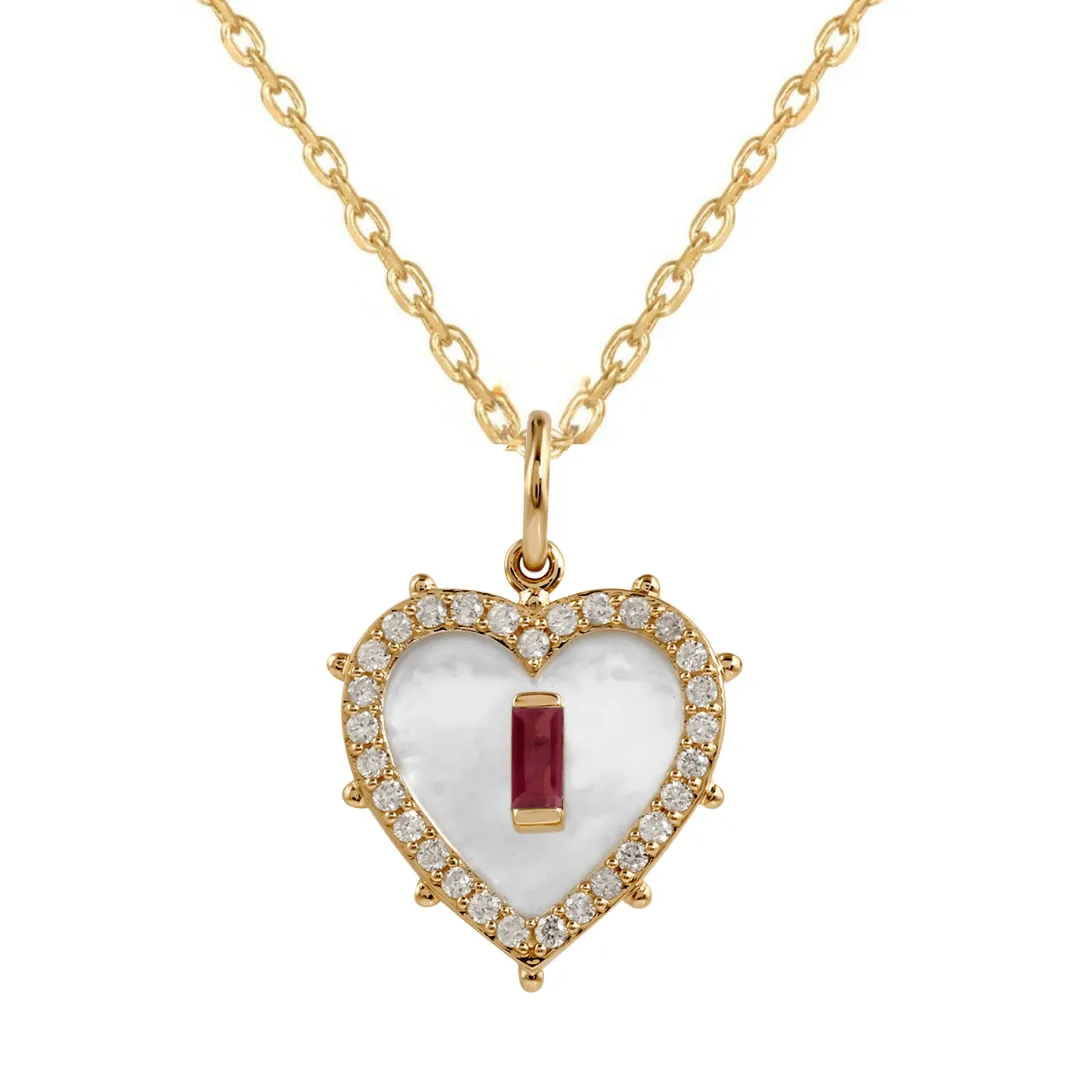 Mother Of Pearl Heart Pendant Necklace