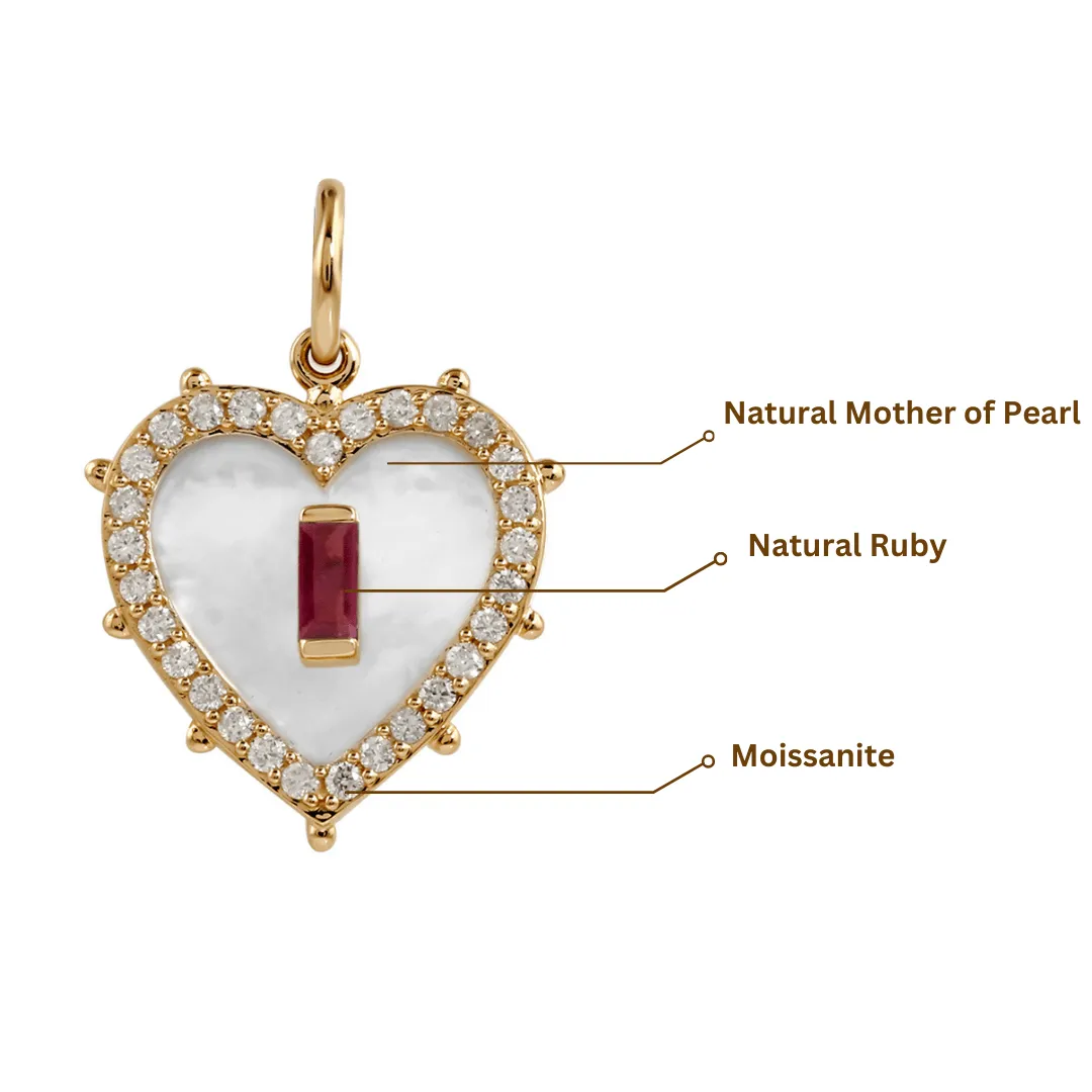 Mother Of Pearl Heart Pendant Necklace