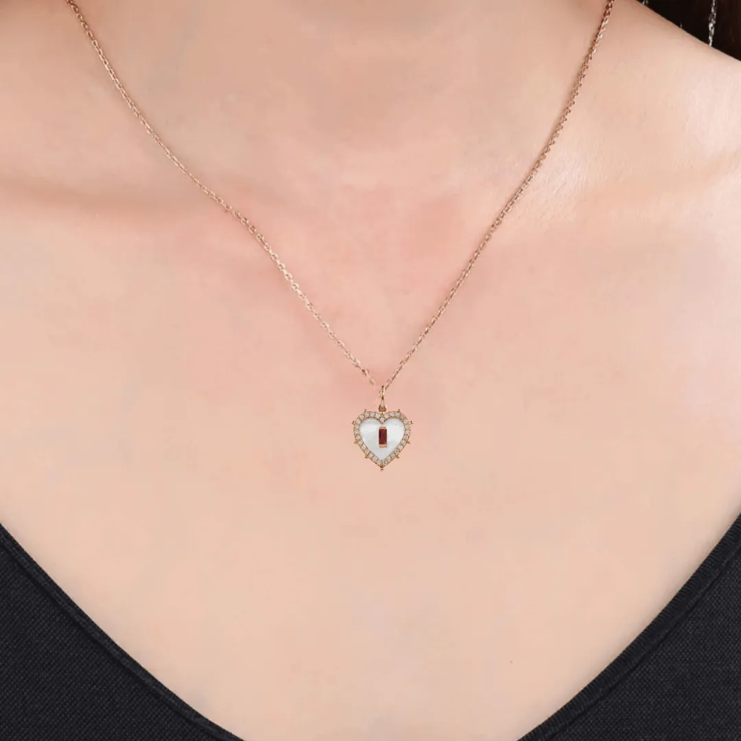 Mother Of Pearl Heart Pendant Necklace