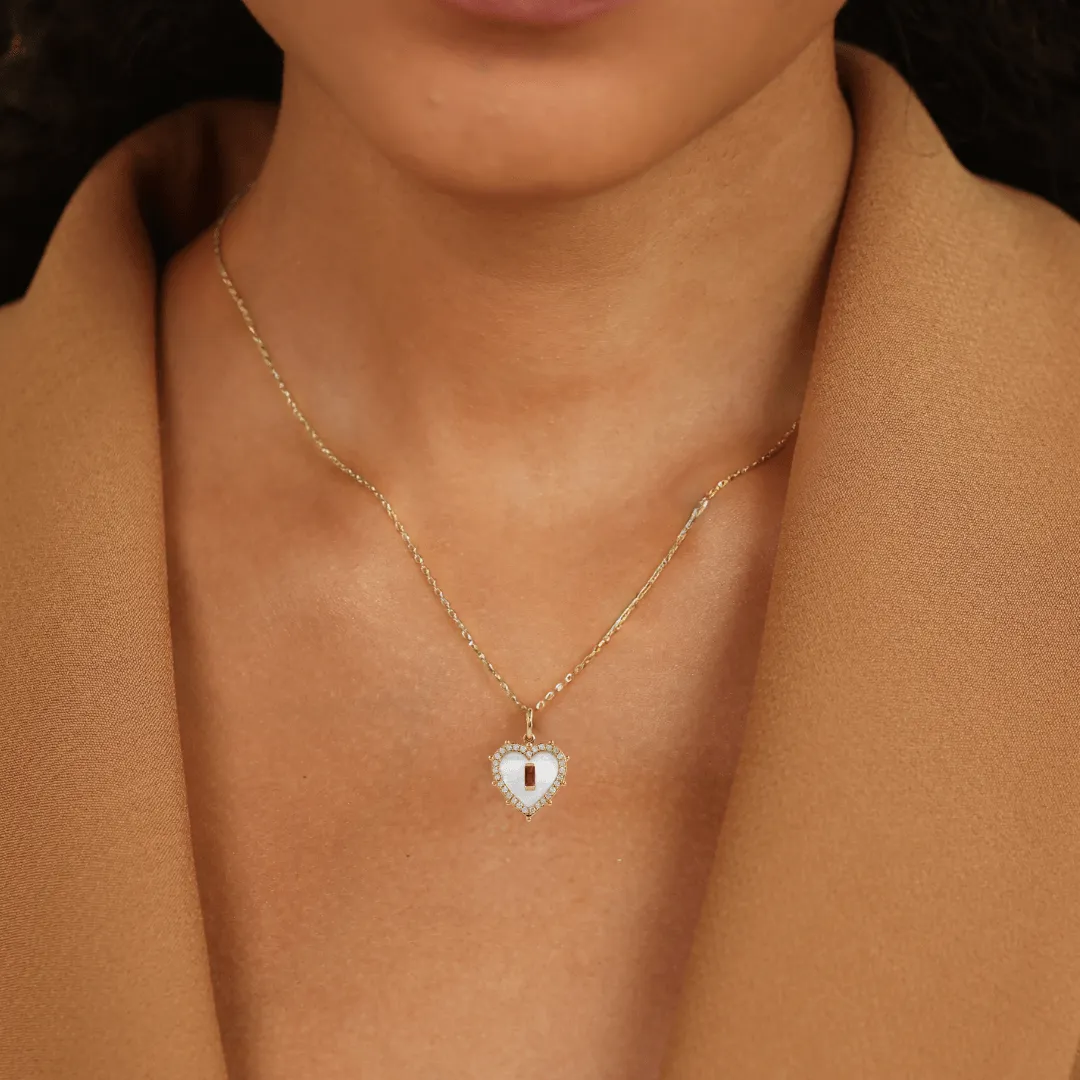 Mother Of Pearl Heart Pendant Necklace