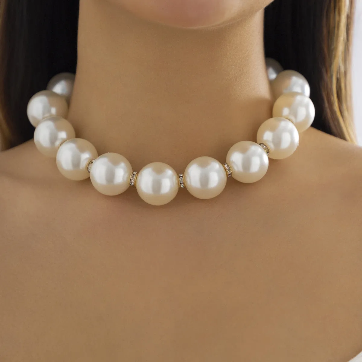 Multi-Layer White Imitation Pearl Necklace Bead  Chain Punk Ladies Wedding Short Clavicle Necklac Girl Charm Banquet Jewelry