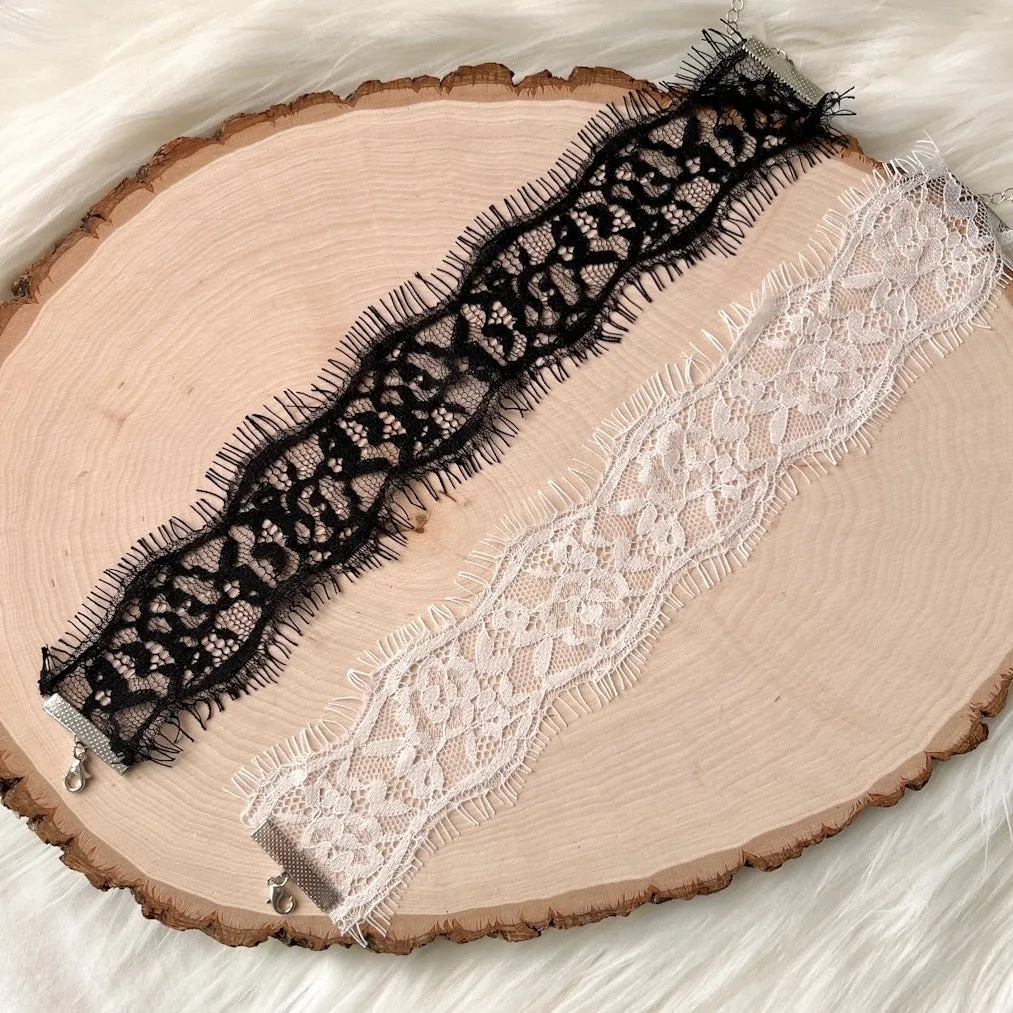 Naughty or Nice Lace Choker - White or Black