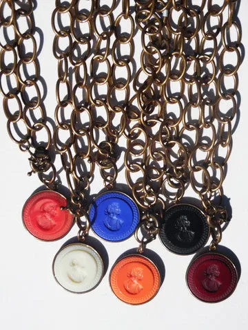 Necklace Intaglio On Antique Bronze Chain