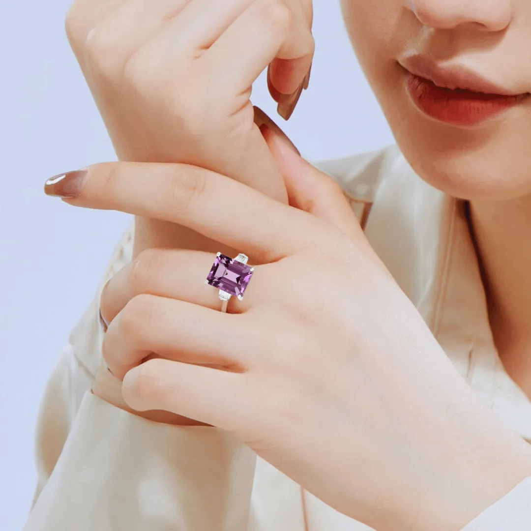 Octagon Purple Amethyst Ring