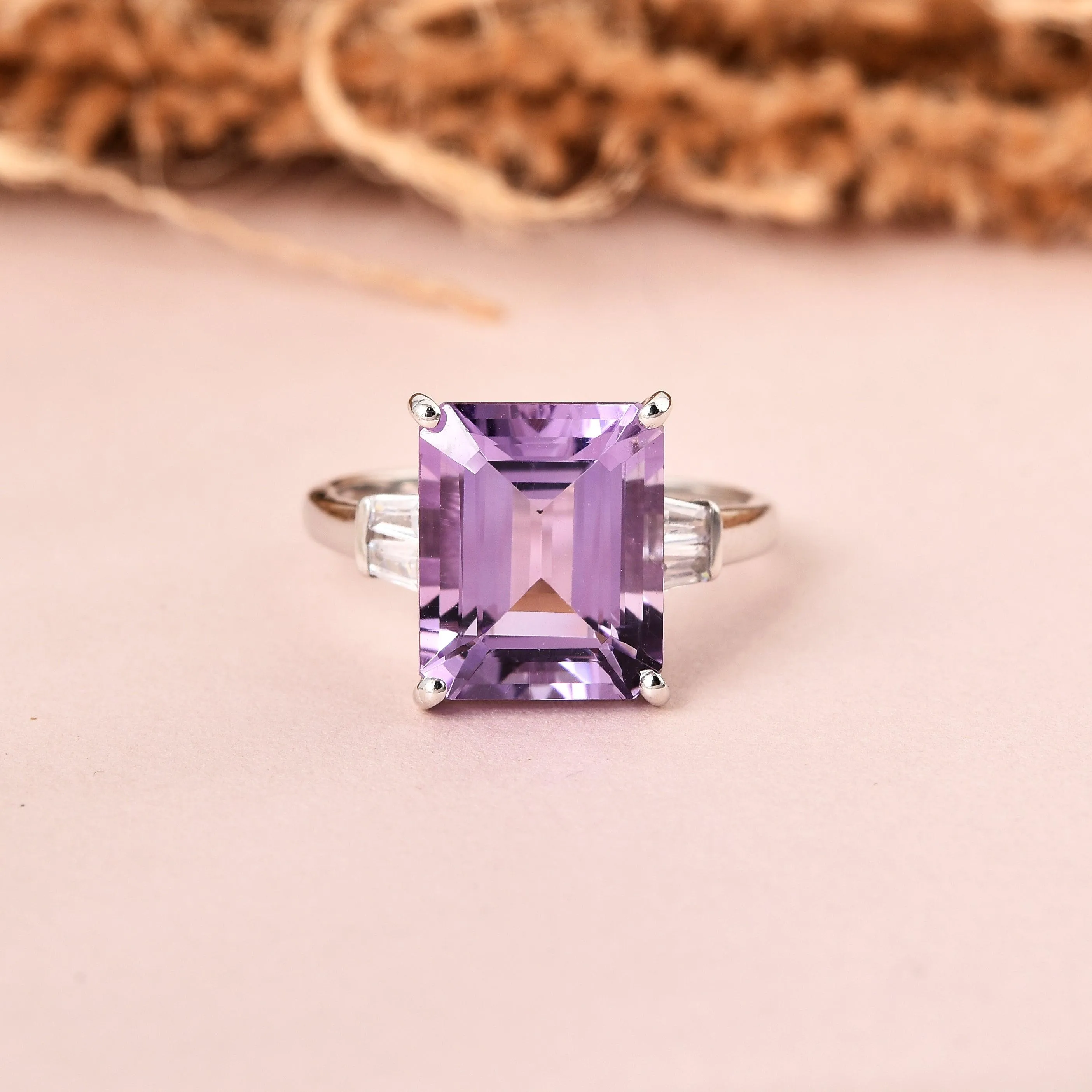 Octagon Purple Amethyst Ring