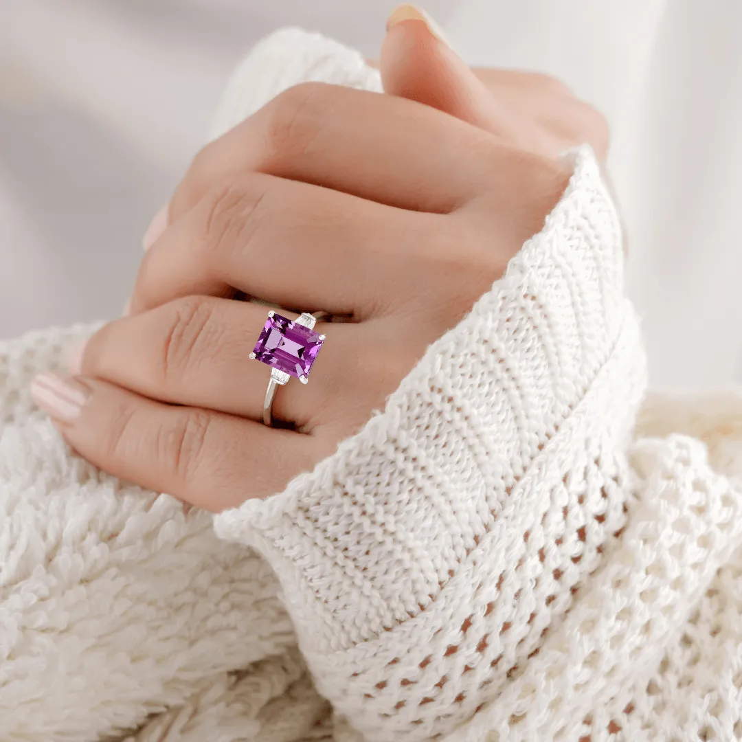 Octagon Purple Amethyst Ring