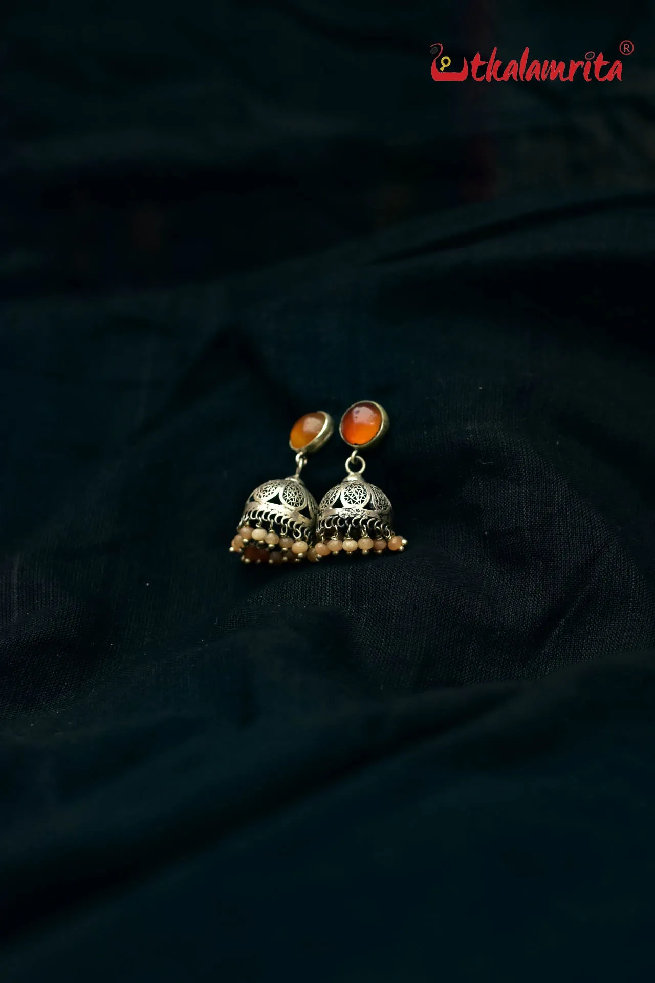 Orange Filigree Jhumka (Earring Tops)