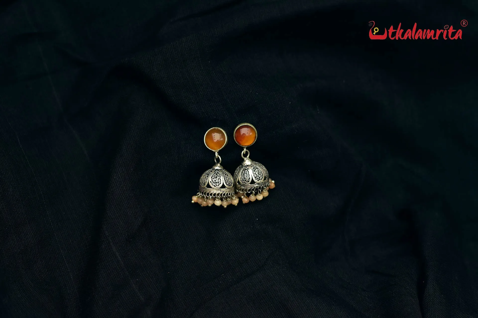 Orange Filigree Jhumka (Earring Tops)