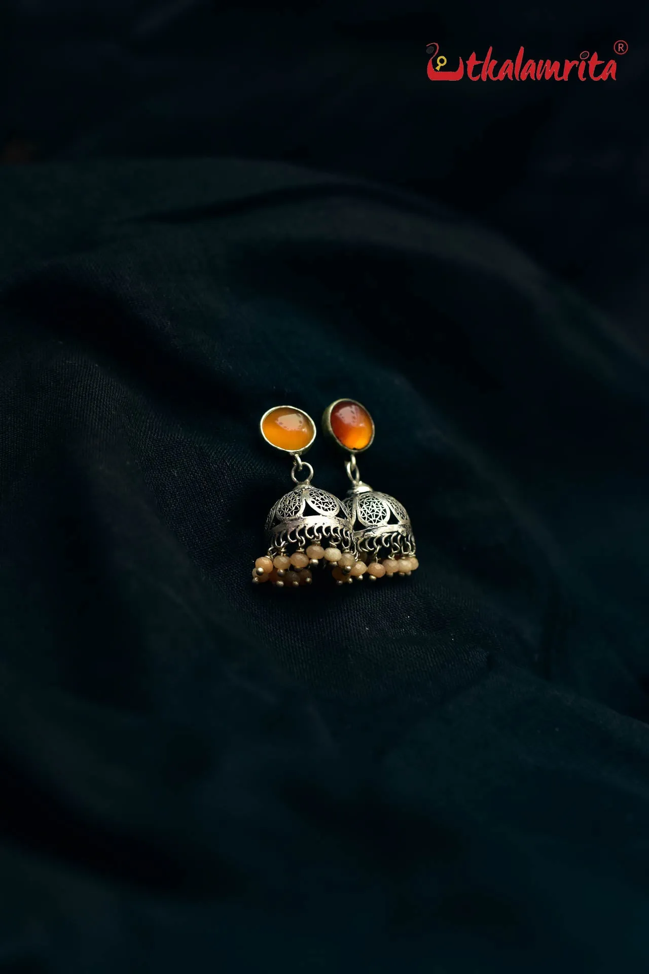 Orange Filigree Jhumka (Earring Tops)