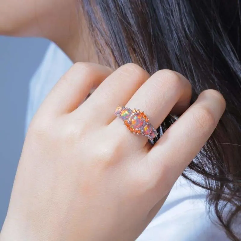 Orange Fire Opal Ring