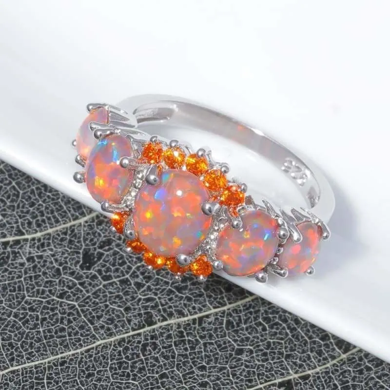 Orange Fire Opal Ring