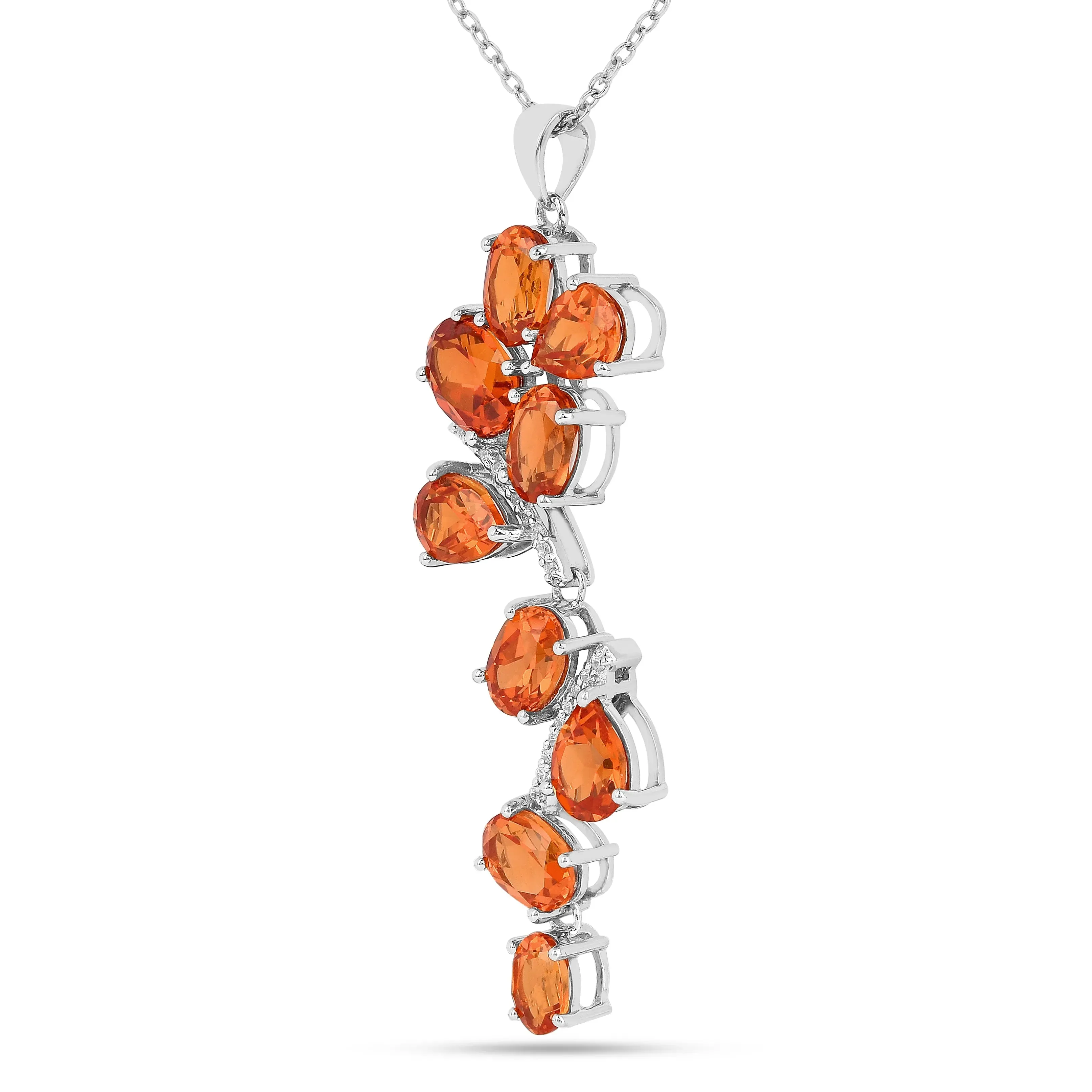 Peach Sapphire Leaf Pendant Necklace