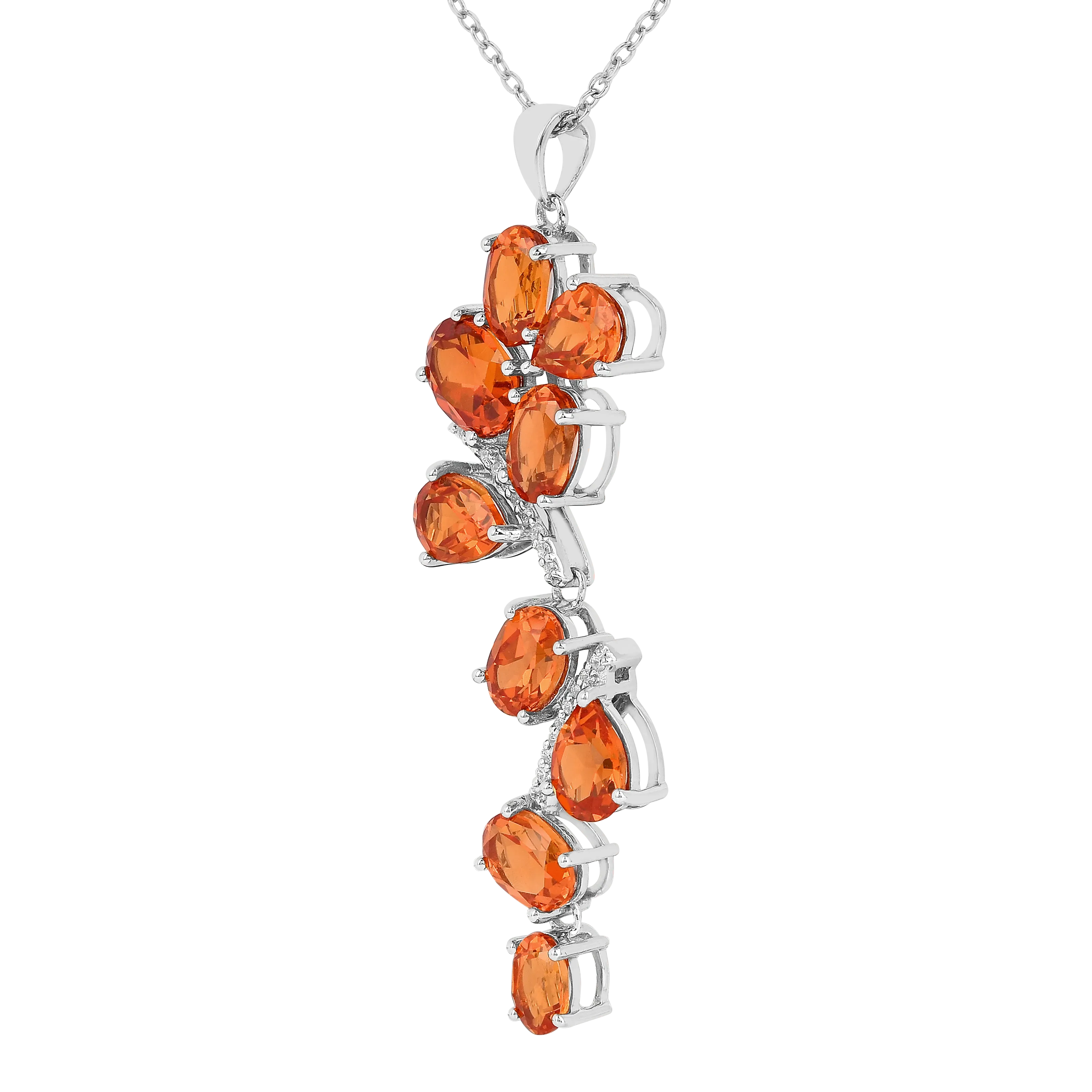 Peach Sapphire Leaf Pendant Necklace