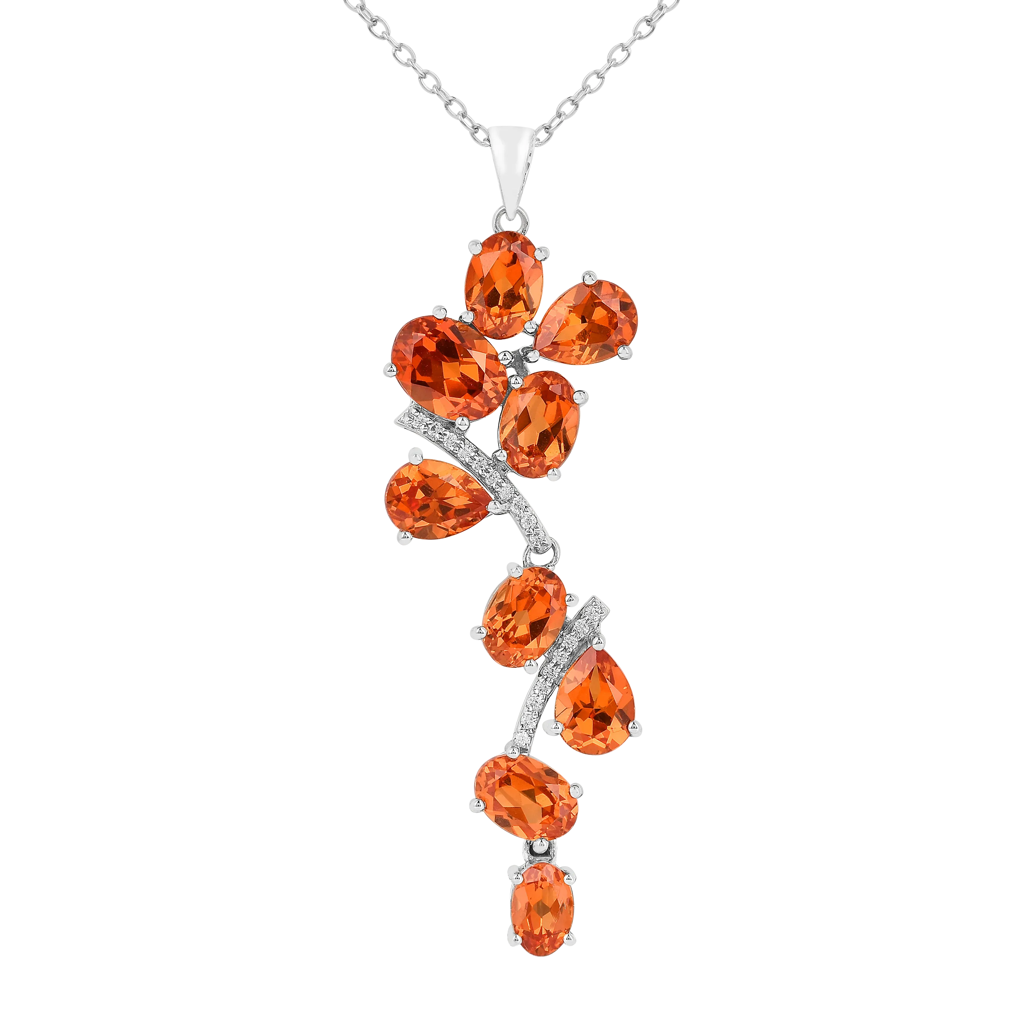 Peach Sapphire Leaf Pendant Necklace