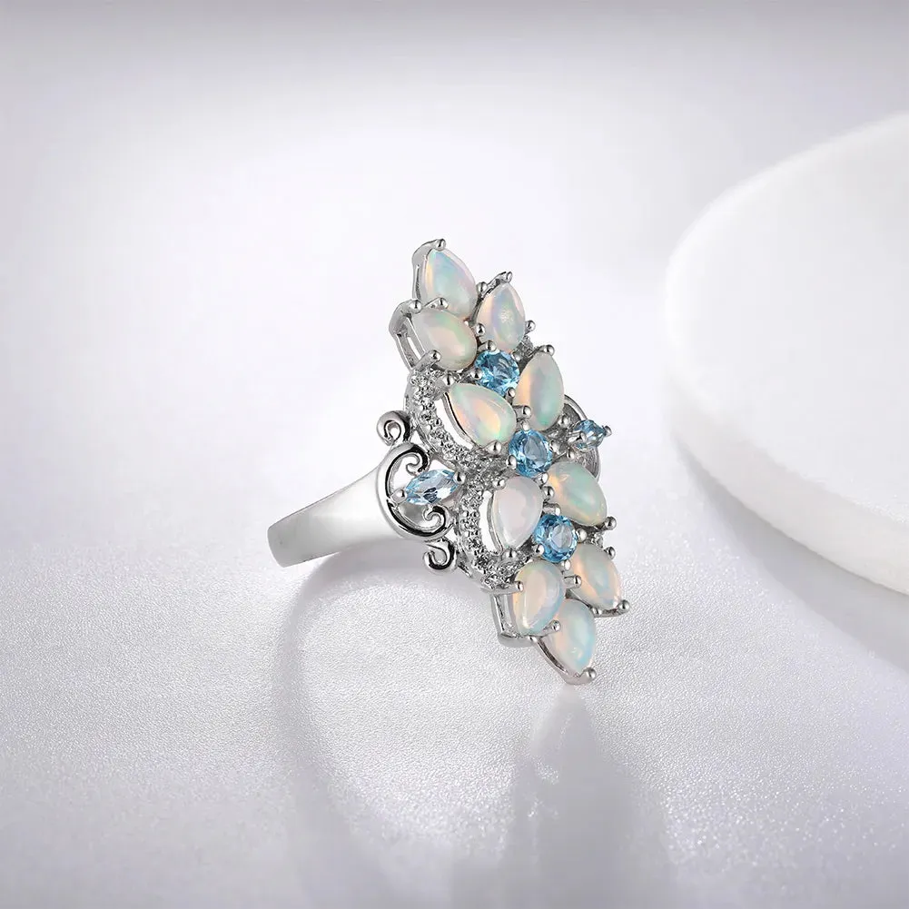 Pear Opal Gemstone 925 Sterling Silver Ring