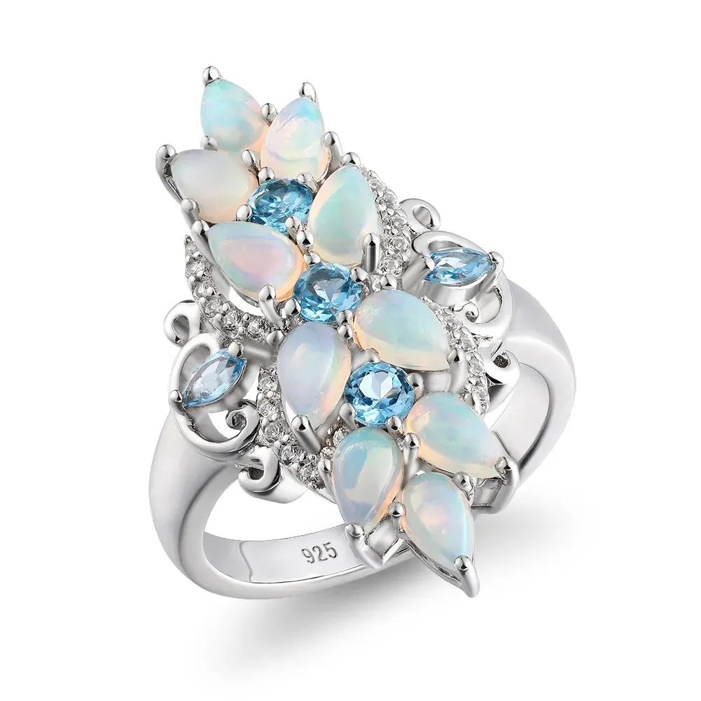 Pear Opal Gemstone 925 Sterling Silver Ring