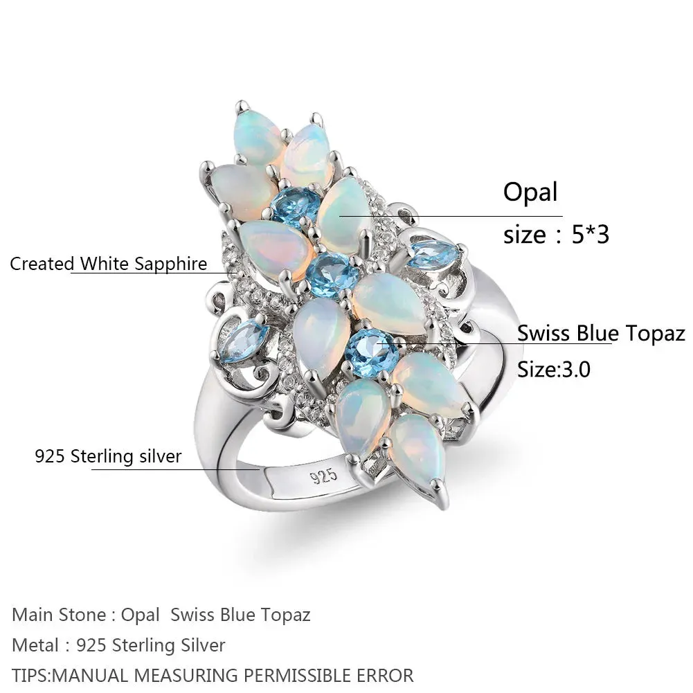 Pear Opal Gemstone 925 Sterling Silver Ring