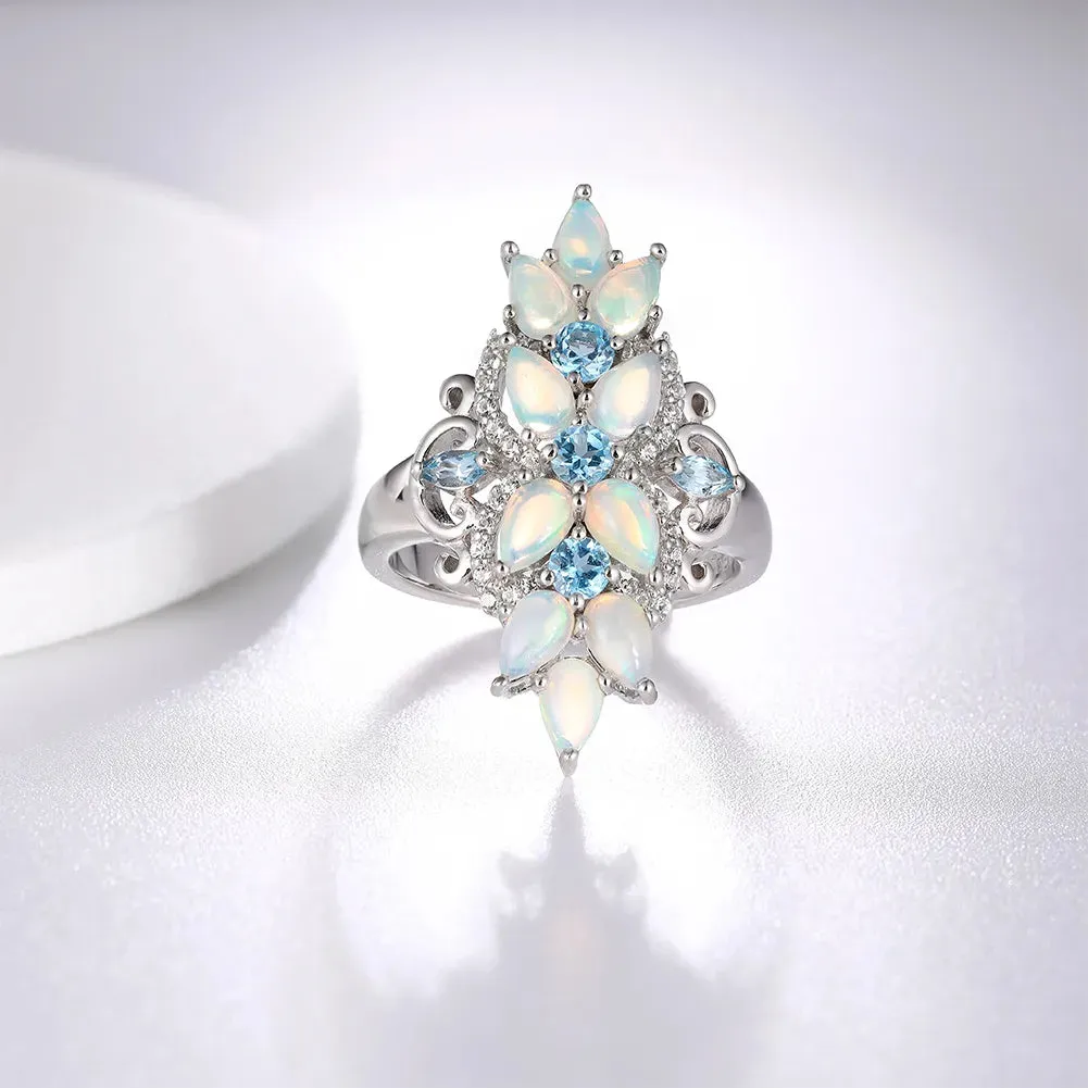 Pear Opal Gemstone 925 Sterling Silver Ring