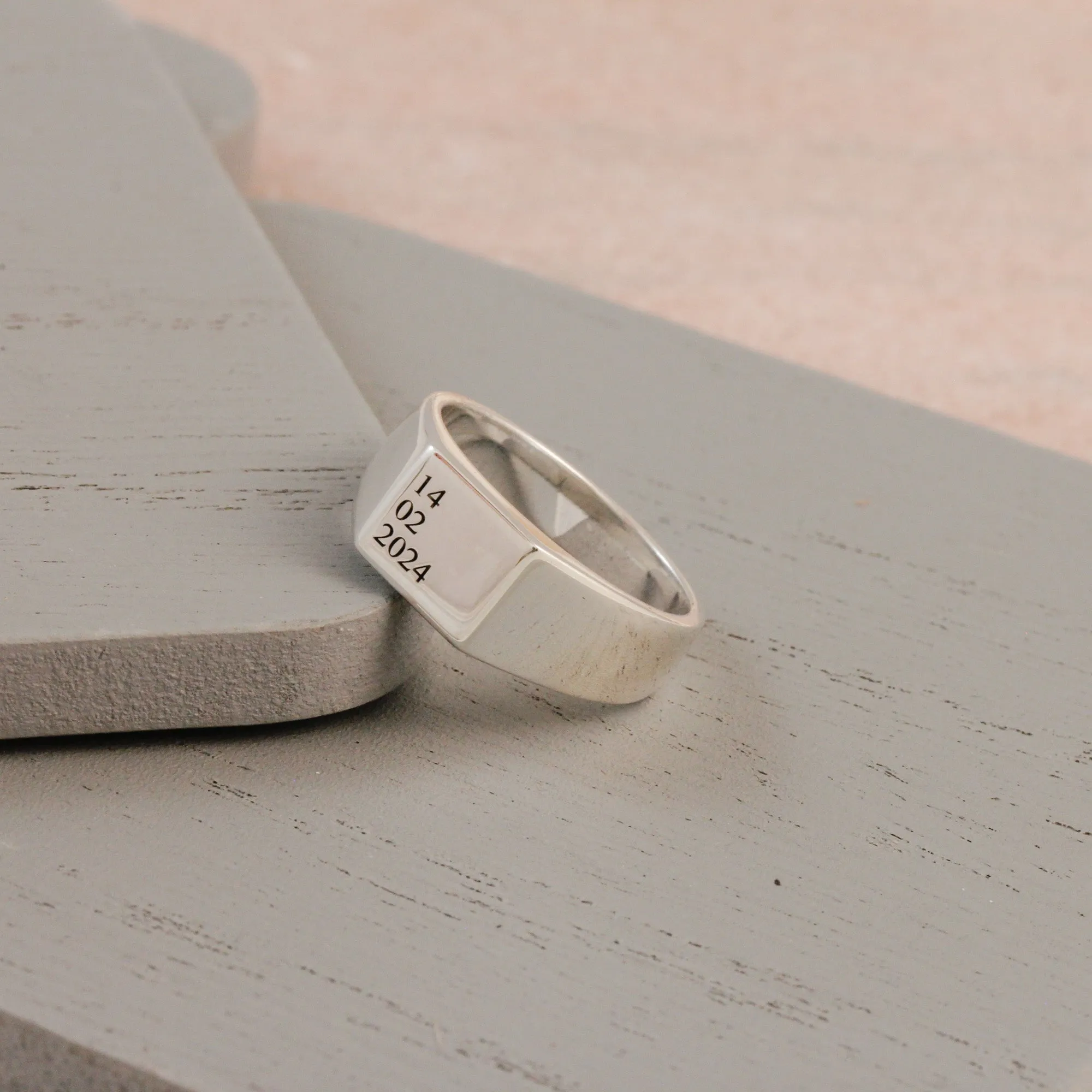 Personalised Special Date Silver Signet Ring