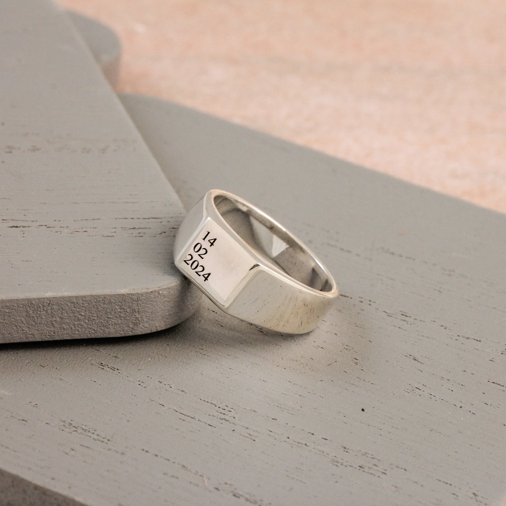 Personalised Special Date Silver Signet Ring