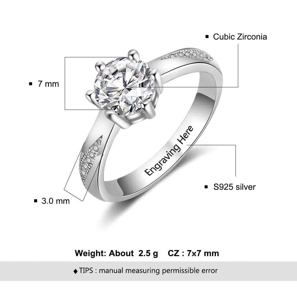 Personalized 925 Sterling Silver Rings - Classic Wedding Ring - Gifts for Women