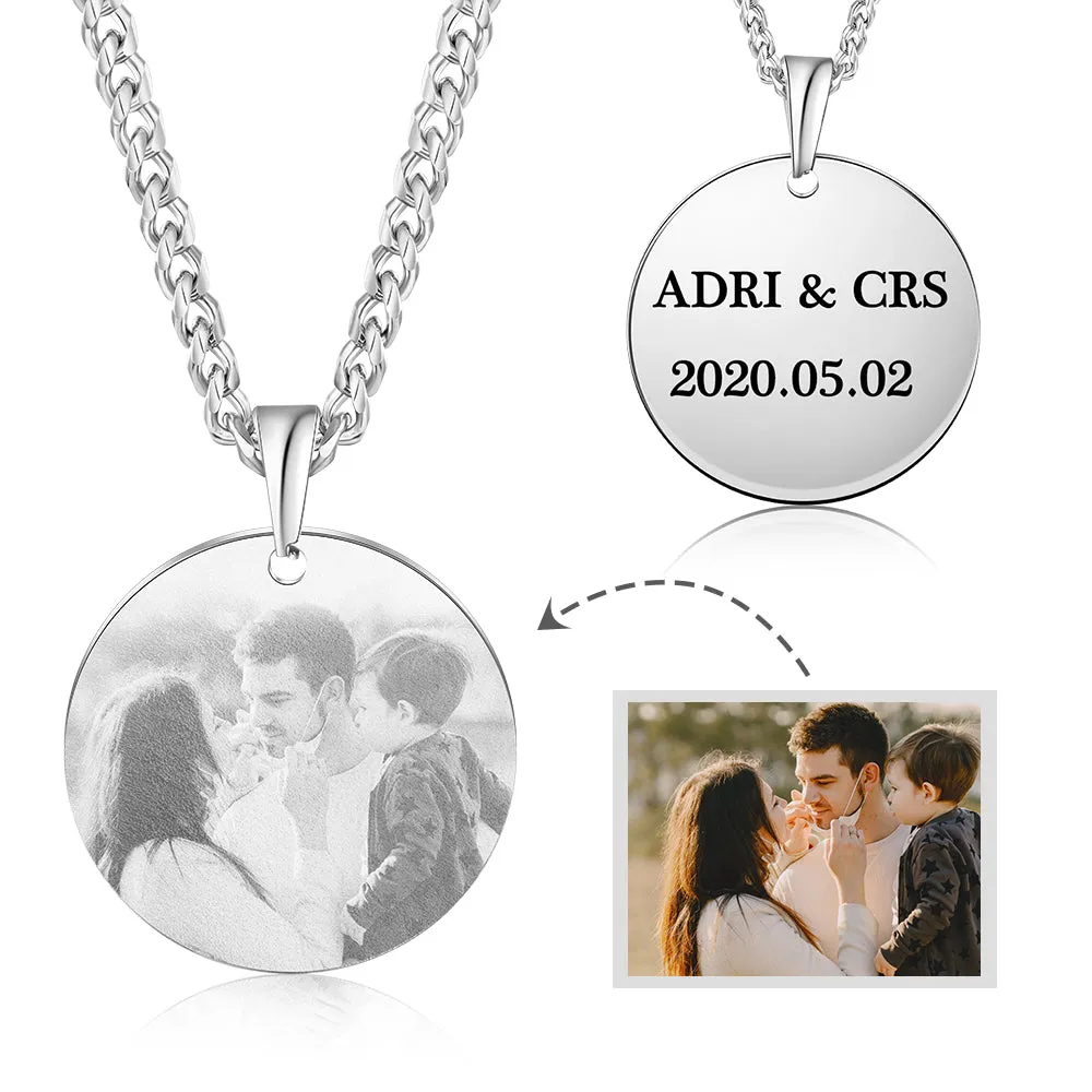 Personalized Black and White Round Picture Necklace