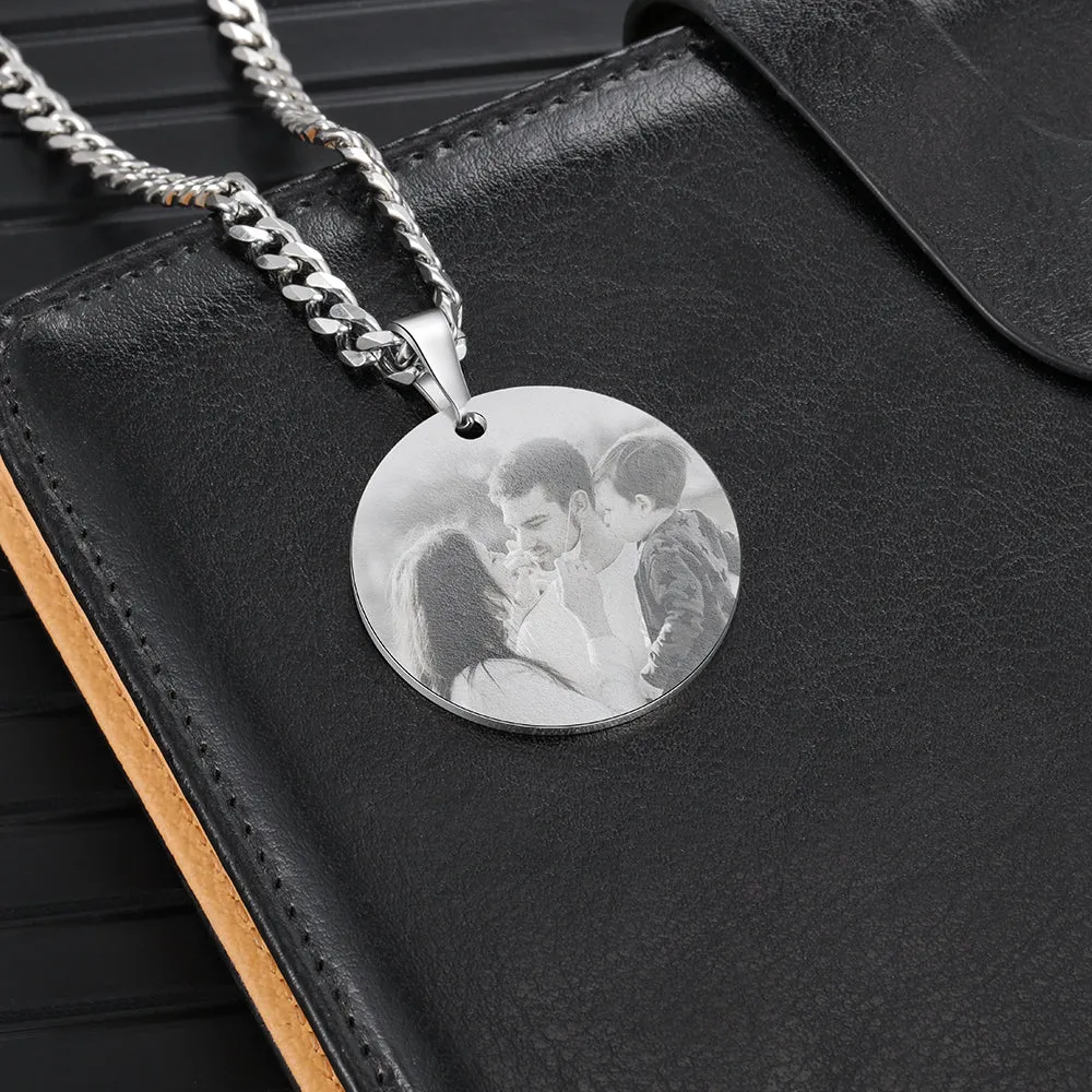 Personalized Black and White Round Picture Necklace