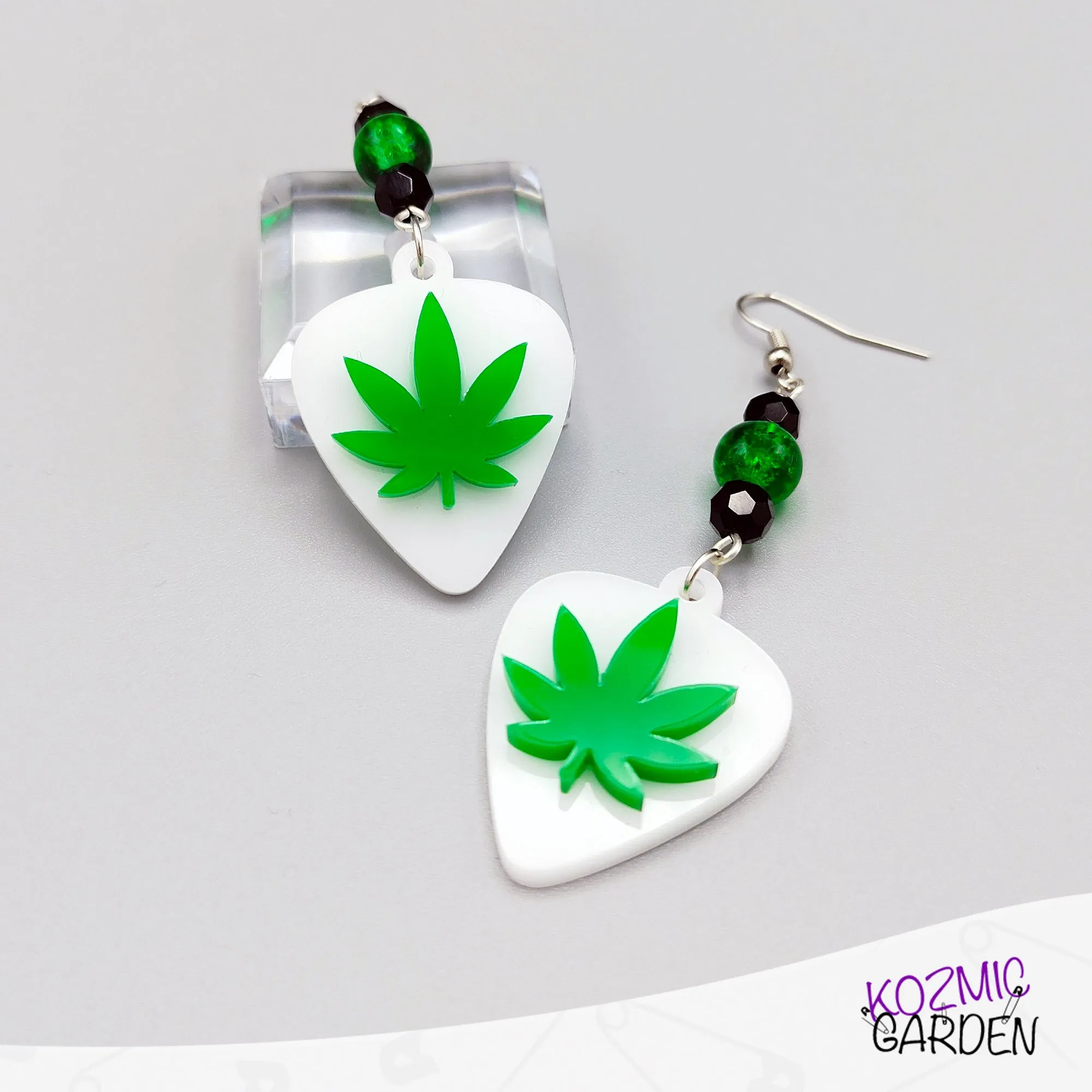 Pot Leaf Guitar Pick Earrings - Let's Get Stoned!