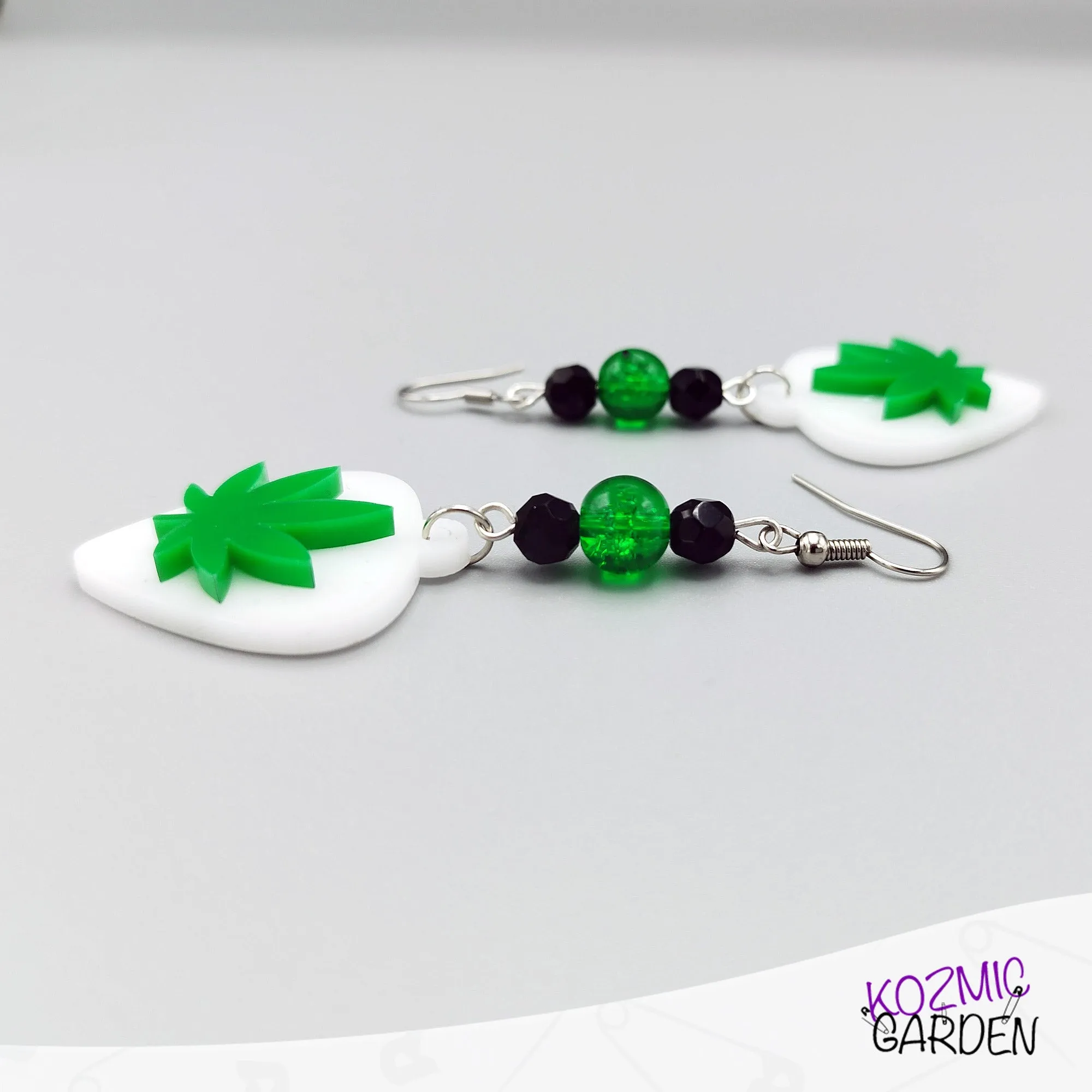 Pot Leaf Guitar Pick Earrings - Let's Get Stoned!