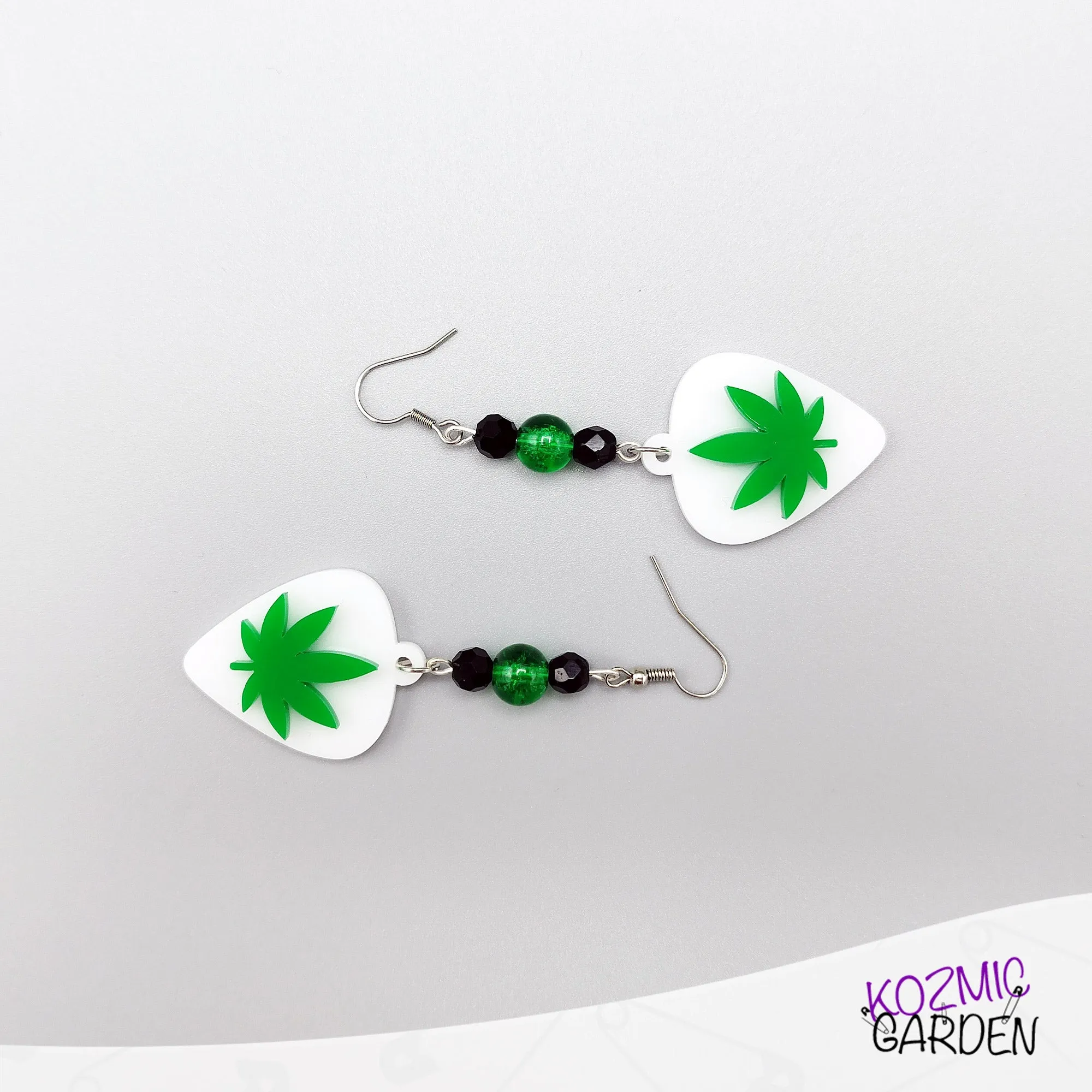 Pot Leaf Guitar Pick Earrings - Let's Get Stoned!