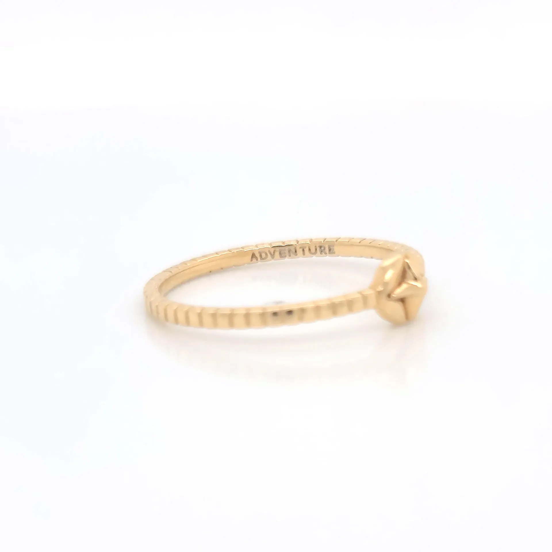 "Adventure" Compass Poesy 18K Gold Stackable Ring