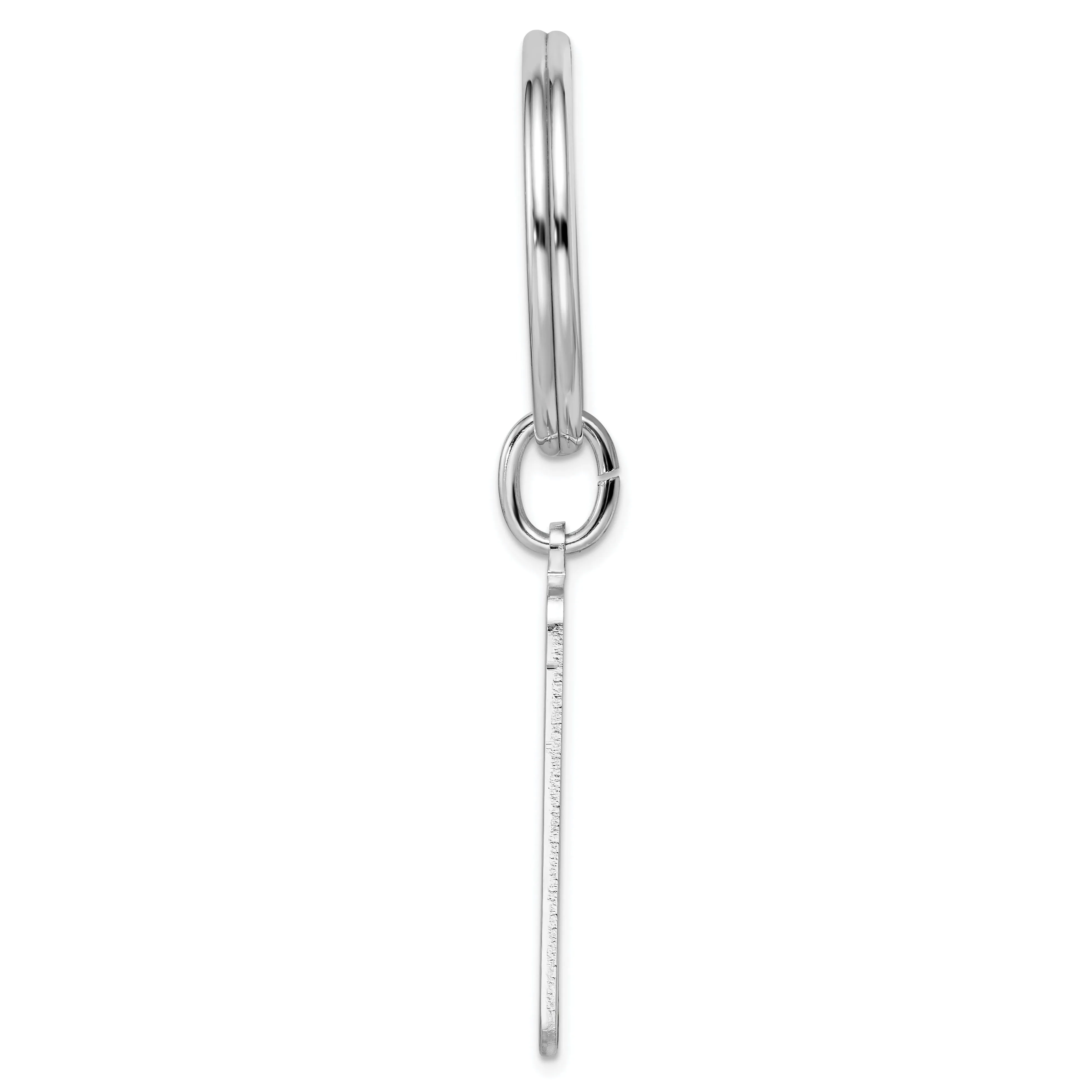 Rhodium Plated Lined Engravable Key Ring