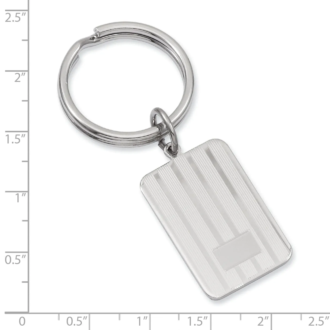 Rhodium Plated Lined Engravable Key Ring