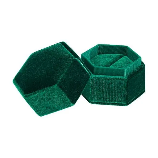 Ribbed Velvet Hexagon Ring Box, Forever Collection