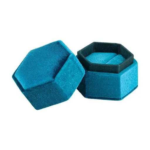 Ribbed Velvet Hexagon Ring Box, Forever Collection