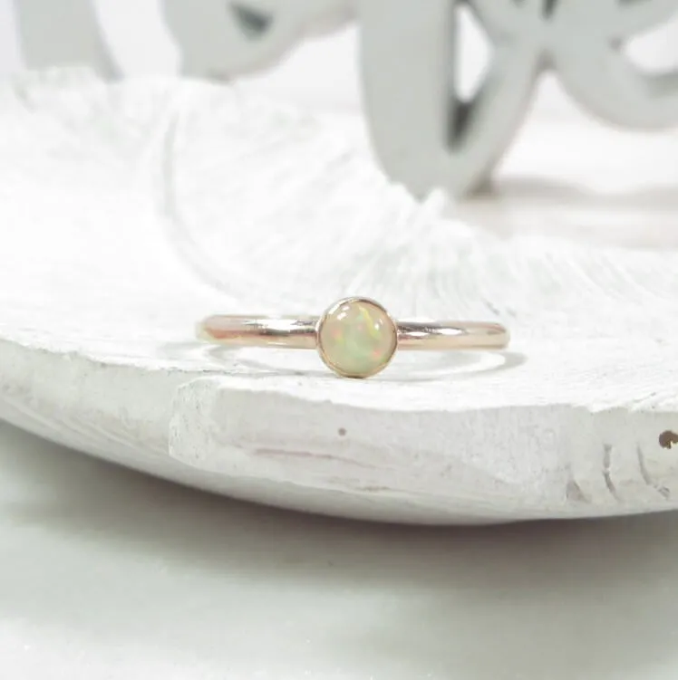 Ring Ethiopian Opal Gemstone 1mm Wide Choose Your Metal, Size and Texture