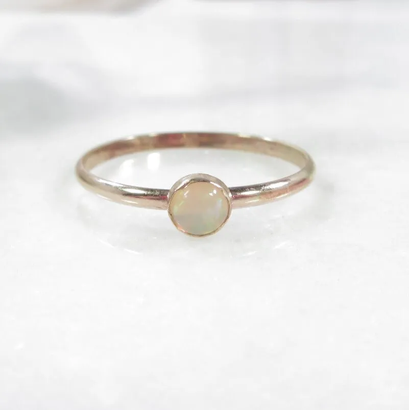 Ring Ethiopian Opal Gemstone 1mm Wide Choose Your Metal, Size and Texture