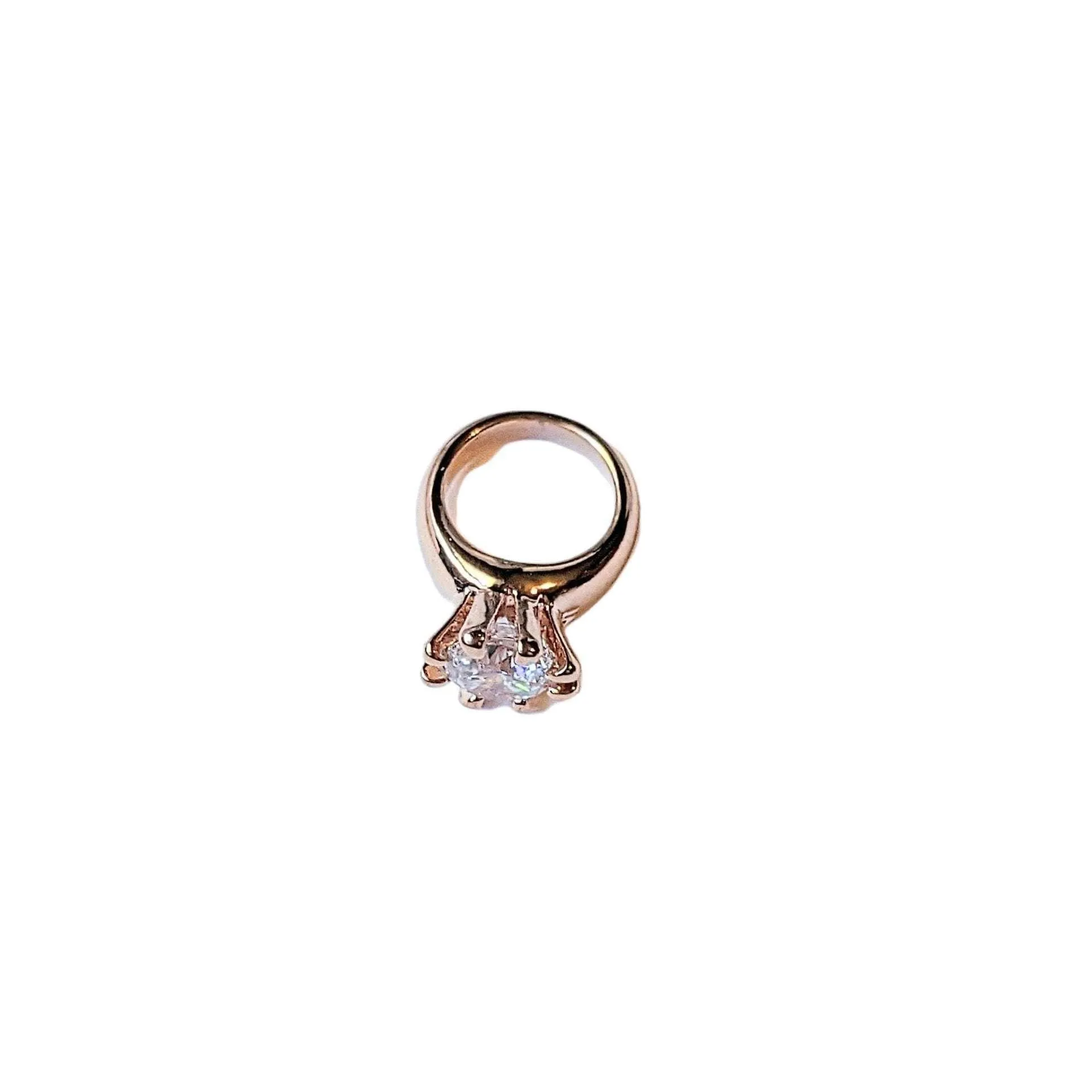 Rose-Gold CZ Mini Solitaire Ring Charm