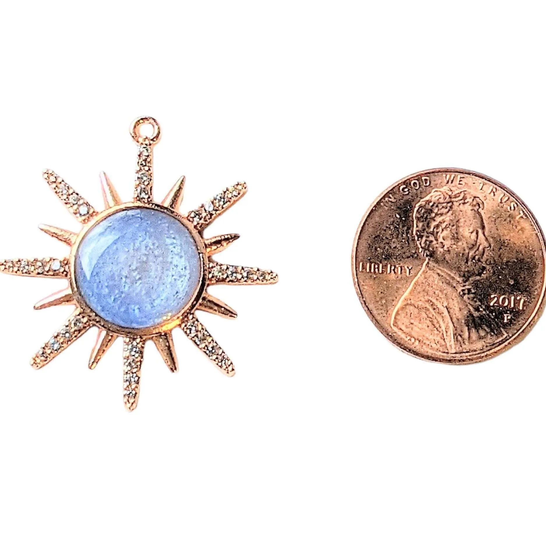 Rose-Gold Opal Sun CZ Pendant